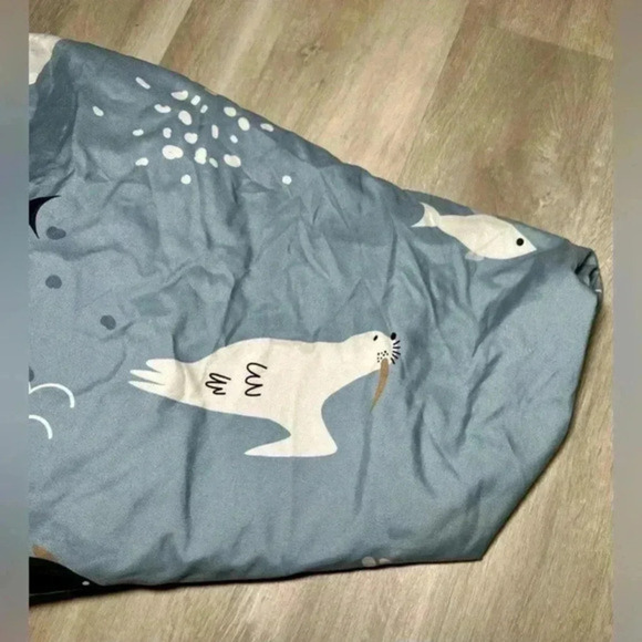 Kids Crib Twin Sheet Set Blue Whale Fish Ocean Theme - Picture 5 of 6